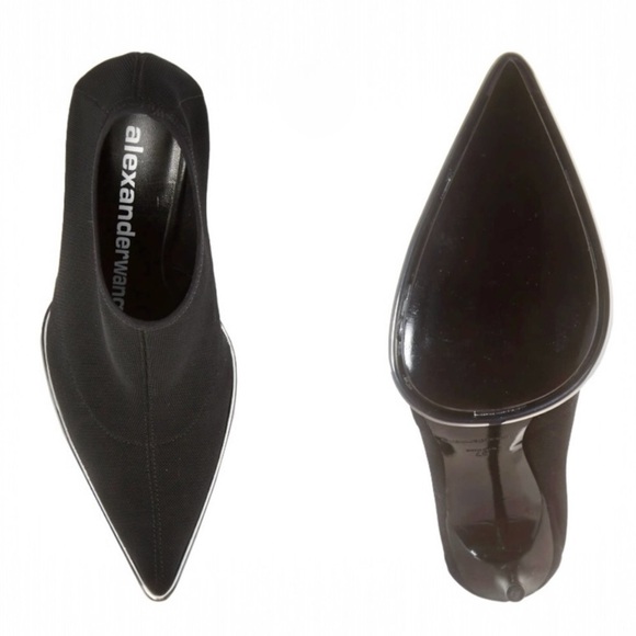 ALEXANDER WANG Cara Stretch Mesh Pointy Toe Sock Fit Pull On Ankle Booties 37.5 - Picture 6 of 14